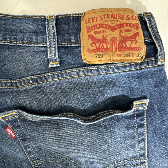 Levis 559 Jeans Mens 38x32‎ Blue Straight Grunge American Western Workwear Denim - Picture 8 of 12